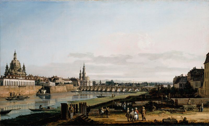 Dresden da margem direita do Elba, óleo sobre tela de Bernardo Bellotto