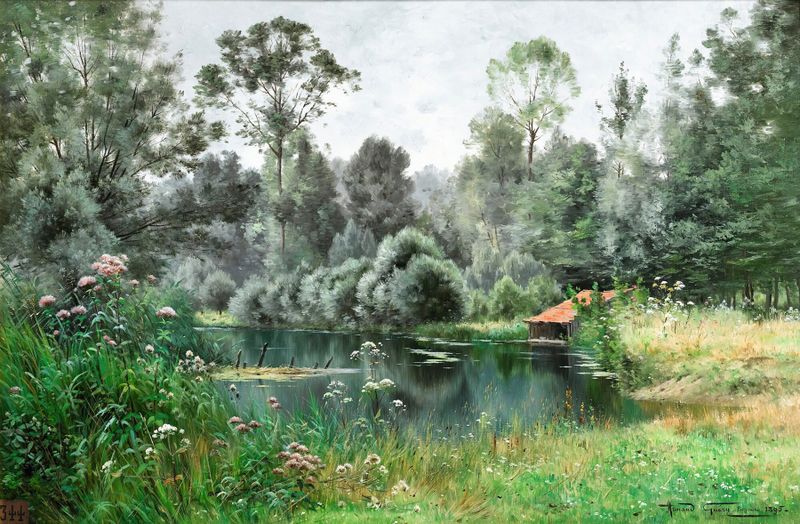 Paisaje de colinas suaves al amanecer de Armand Guéry, Impresionismo