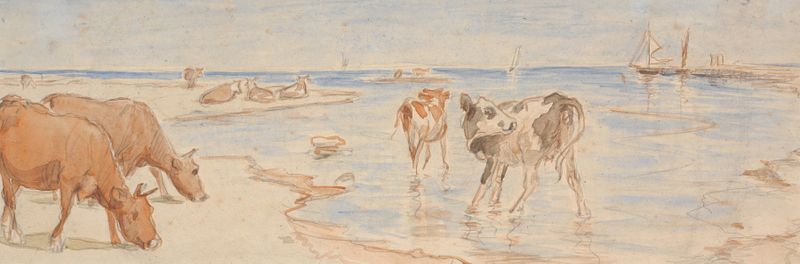 Cows grazing in a Danish landscape, oil on canvas by Theodor Philipsen