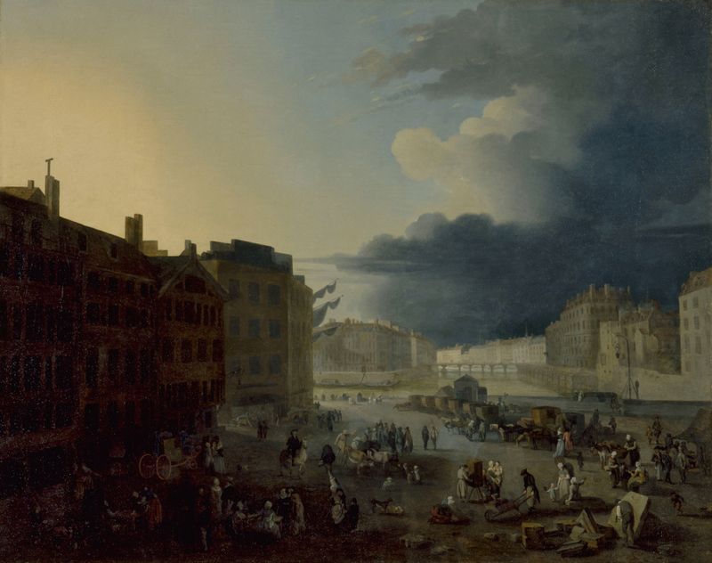 Pintura de paisagem a óleo de Jacques Albert Senave representando o Sena e as pontes da cidade