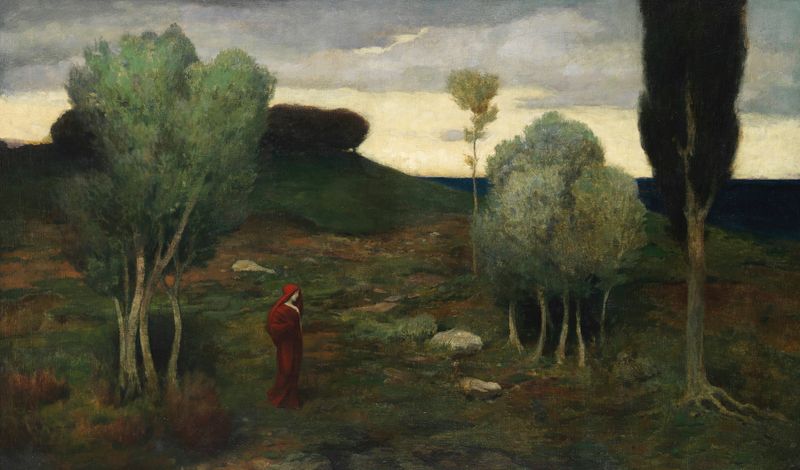 Lonely Land de Ludwig von Zumbusch, pintura al óleo que representa un vasto paisaje desolado.