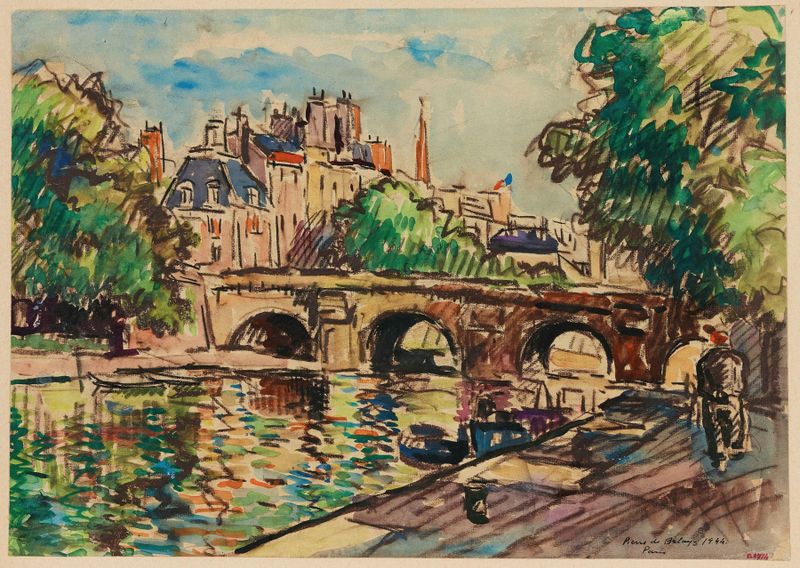 Oil painting by Pierre de Belay depicting the Pont-Neuf and the Cité.