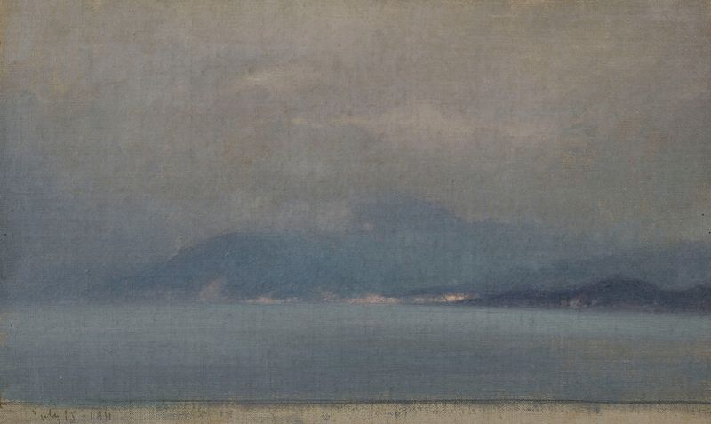 Landscape with rolling hills in soft greens and blues by Henry Brokman, unknown medium