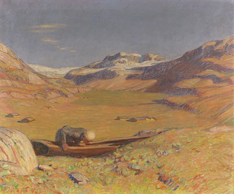 Sonniger Herbst by Erich Erler, oil on canvas depicting a vibrant autumn landscape.