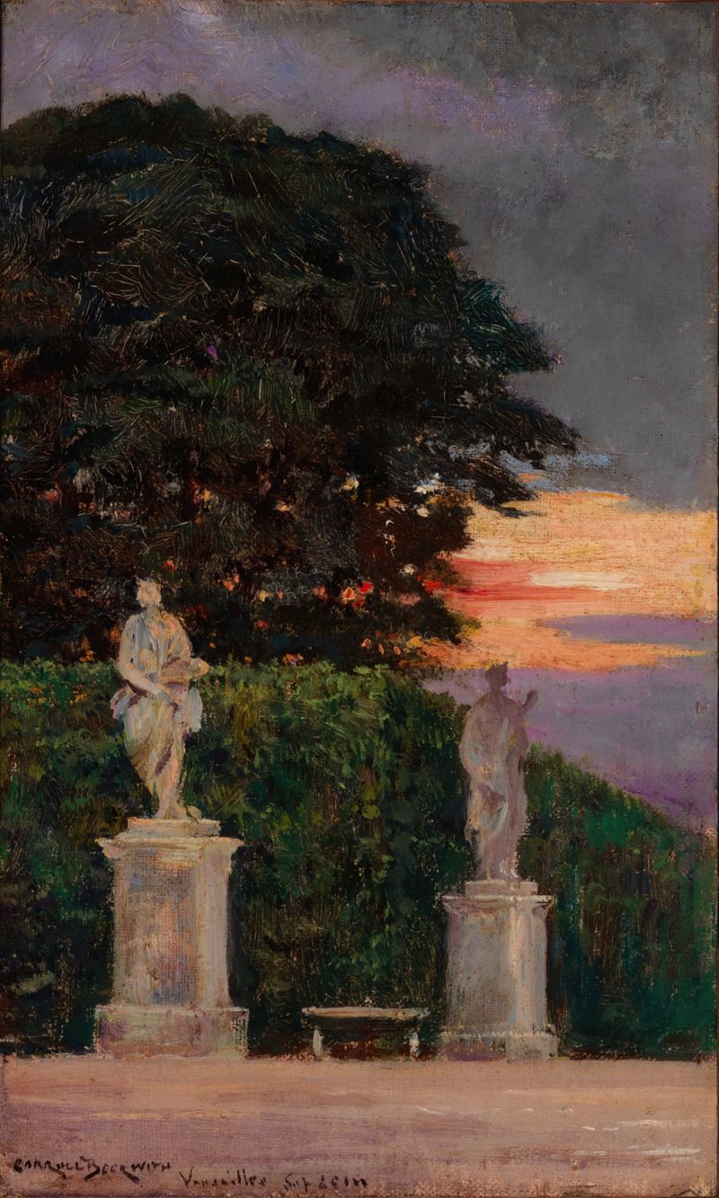 Corner of the Terrace, Versailles by James Carroll Beckwith, oil on canvas depicting a terrace and garden.