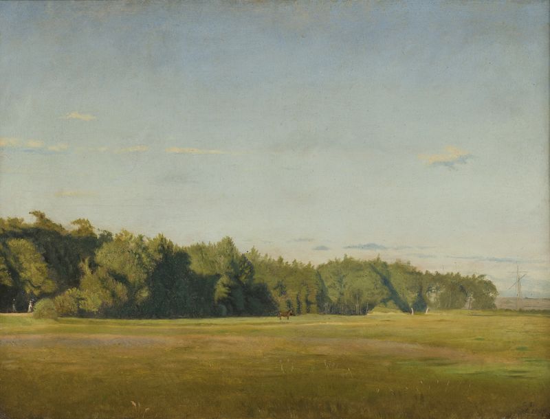Landscape by Christen Dalsgaard, oil painting depicting lush hills and greenery