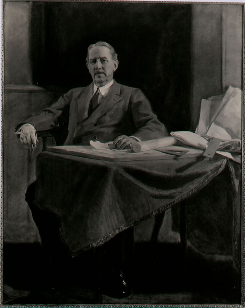 Retrato de Charles Sydney Hopkinson, óleo sobre tela, apresentando um olhar pensativo e tons suaves.