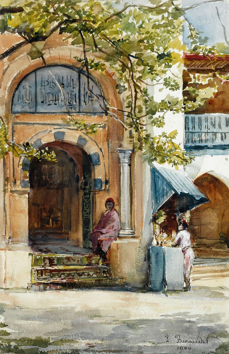 Ornate pavilion in blue and gold by Laure Brouardel, Art Nouveau