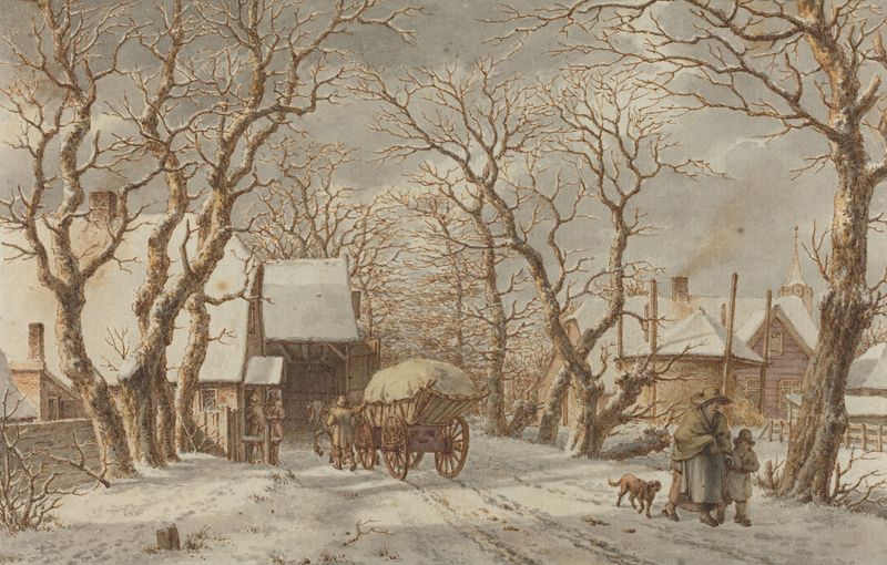 Winter Scene de Jacob Cats, figuras en un paisaje nevado, pintura al óleo
