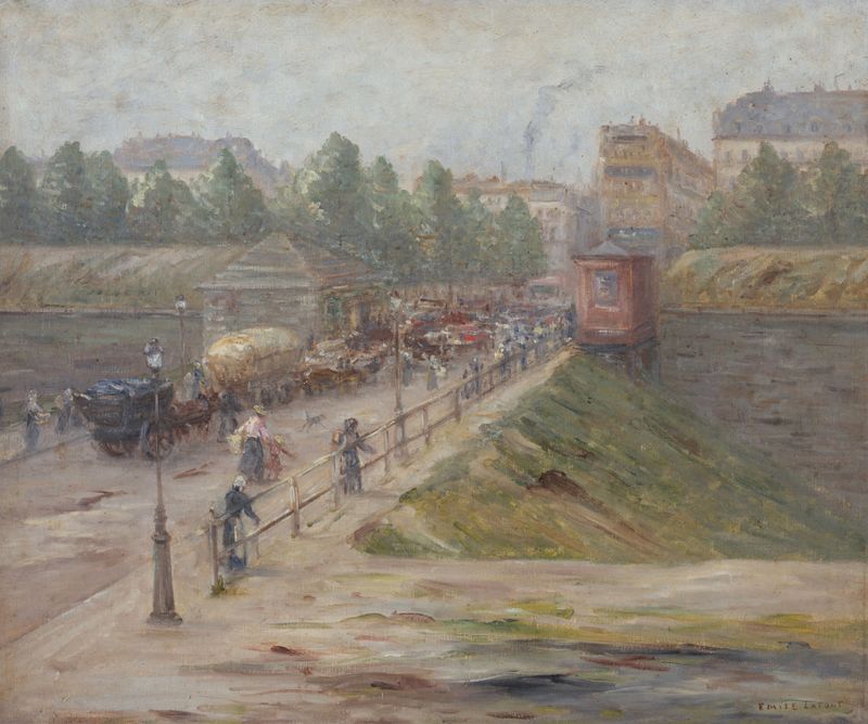 Cena interna com luz entrando por uma porta, La porte d’Asnières de Emile Lafont