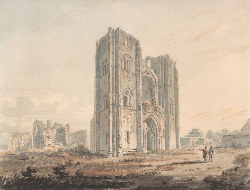 Elgin Cathedral by Edward Dayes, showcasing intricate stonework, Romanticism style