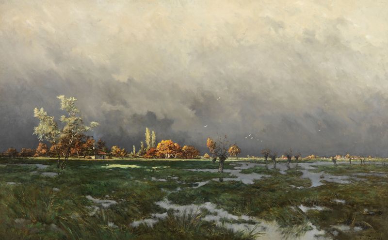 Ray of Sun after the Storm, oil on canvas by Joseph Théodore Coosemans, depicting sunlight after a storm.