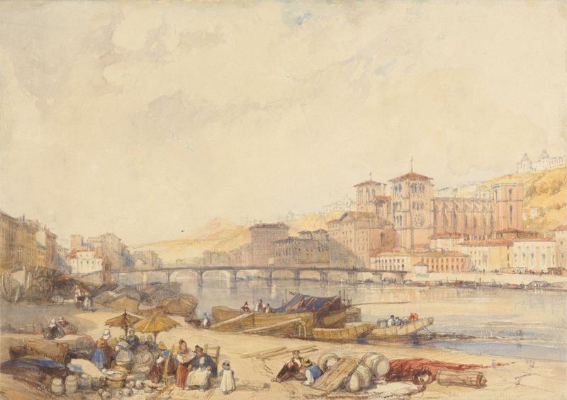 Lyons from Quayside on the Rhone, watercolor on paper by James Duffield Harding