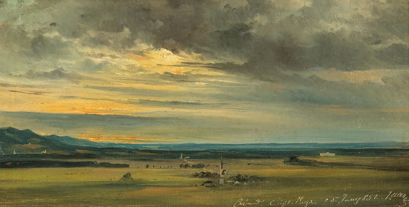 Landscape of Maxglan and Klessheim by Friedrich Zeller, oil on canvas