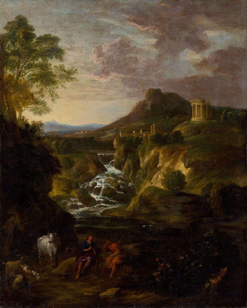 Landscape with the Cascades of Tivoli, oil painting by Gaspard Dughet