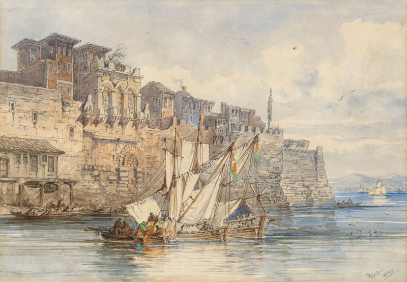 The Palace of Boukoleon on the shore of the Sea of Marmara, oil painting by Amadeo Preziosi