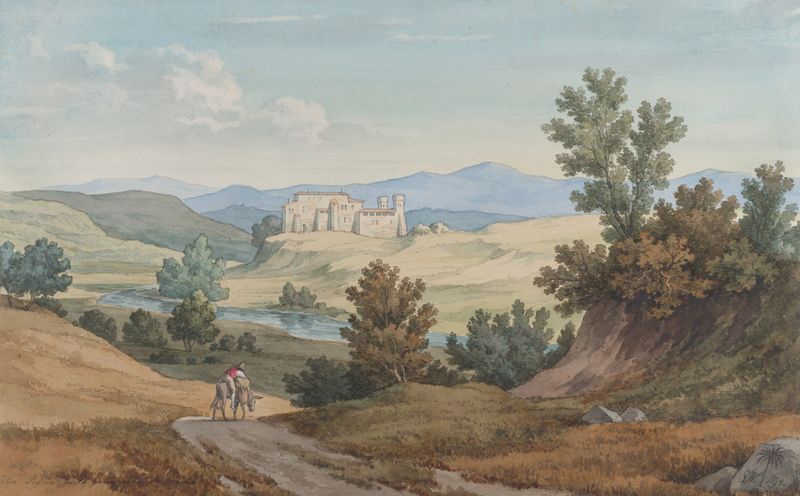 The Villa Pasino by Gustaf Wilhelm Palm, oil painting of a tranquil villa landscape.