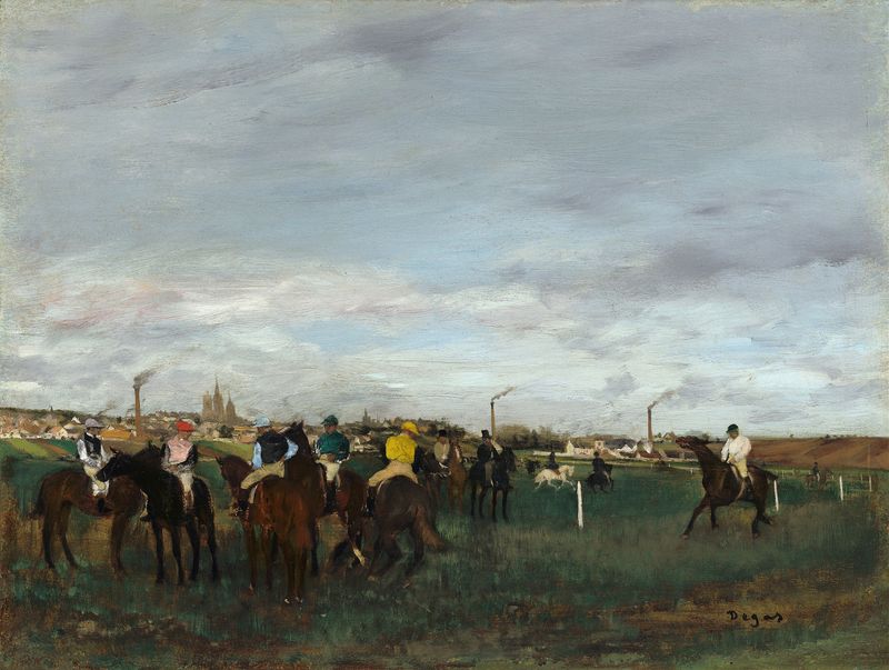 The Races by Edgar Degas, oil on canvas depicting racing horses in motion