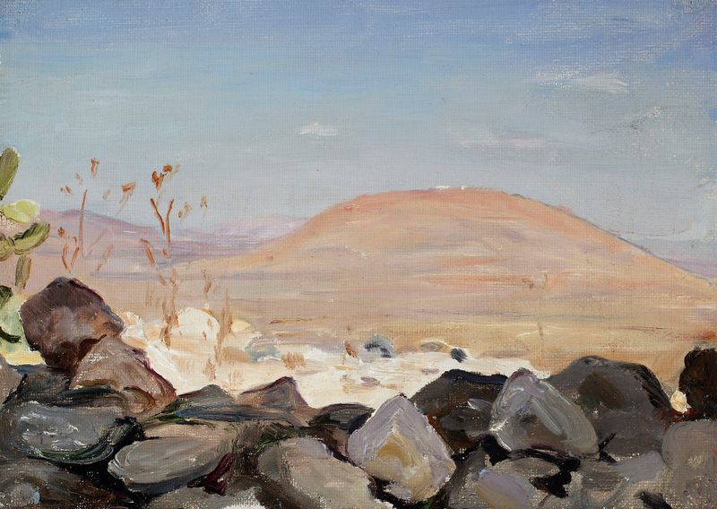 Paisagem do Monte Tabor por Jan Ciągliński, óleo sobre tela