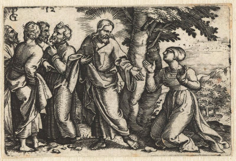 Gravura de Georg Pencz mostrando uma mulher estendendo a mão em esperança e desespero.