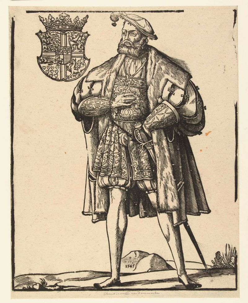 Retrato de Christiaan III van Denemarken, papel, por Cornelis Anthonisz