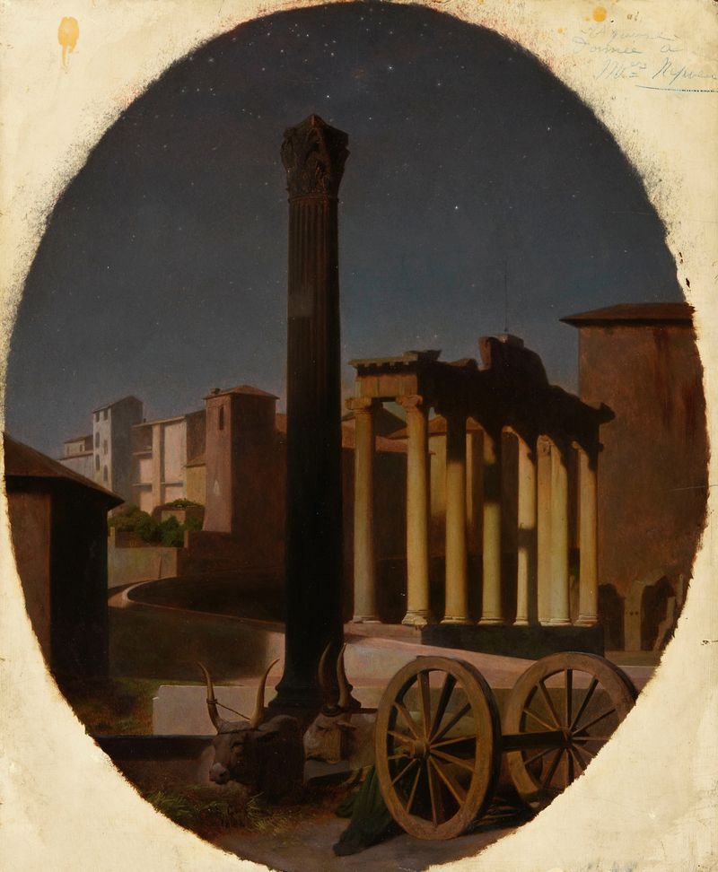 Le Forum, la nuit de Jean-Léon Gérôme, óleo sobre lienzo que muestra figuras a la luz de las antorchas por la noche.