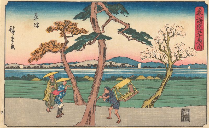 Paisaje de Kusatsu de Utagawa Hiroshige, Ukiyo-e