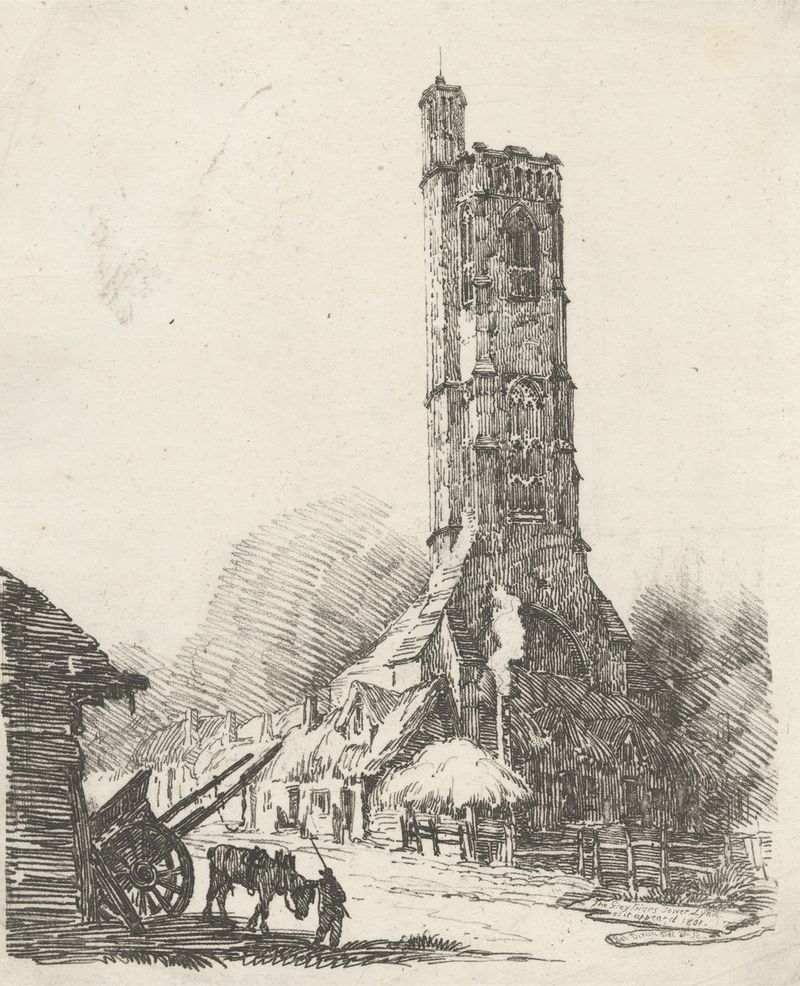 The Greyfriars Tower, Lynn, as it appeared in 1801, engraving by Robert Dixon