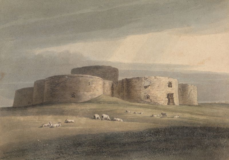 Winchelsea Castle by Henry Morton, oil on canvas, depicting ruins surrounded by grass and light.