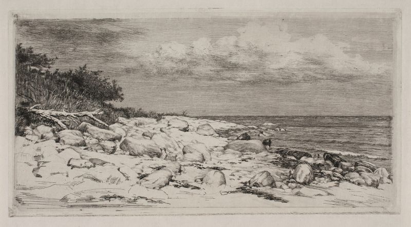 Stenet Strandbred by Carl Bloch, oil on canvas depicting a solitary figure in nature.