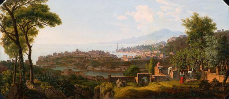 Südliche Hafenstadt by Alois von Saar, oil on canvas depicting a tranquil harbor scene