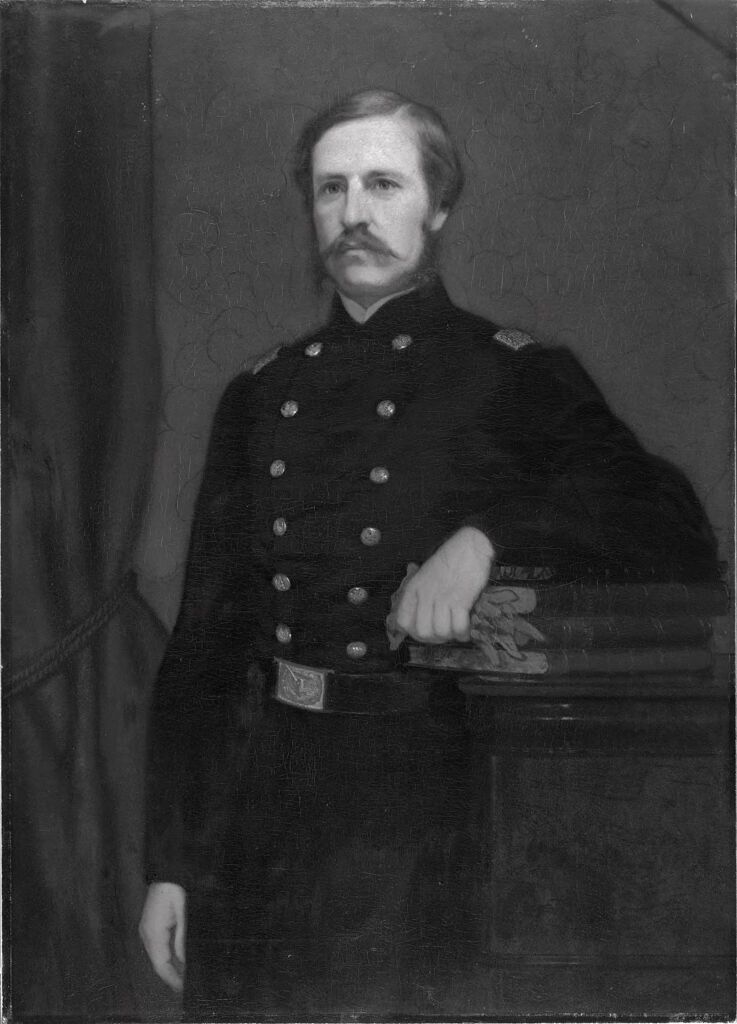 Retrato de Col. James Savage Jr. en uniforme, óleo sobre lienzo de William Henry Furness Jr.