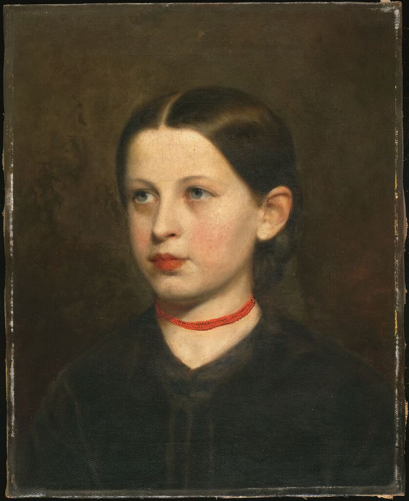 Portrait of a girl with expressive eyes, oil painting by William Henry Furness, Jr.