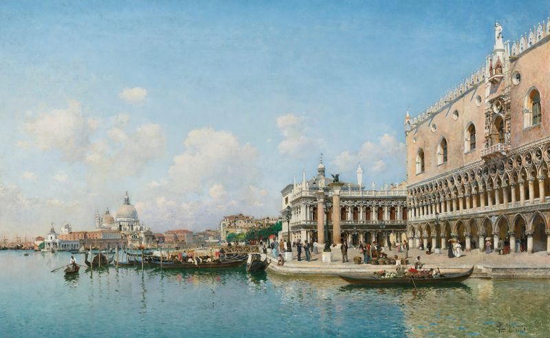 The Doge’s Palace And Santa Maria Della Salute, oil painting by Federico del Campo