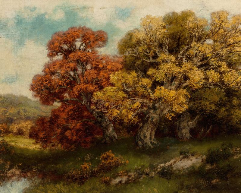 Foliage de Adirondack pintura al óleo de Robert Melvin Decker con colores vibrantes de otoño