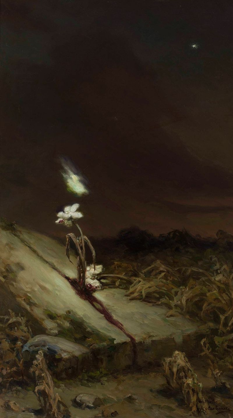 Representação figurativa de uma figura solitária na sombra, óleo de Wilhelm Kotarbiński, 1900