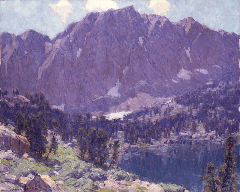 Fifth Lake de Edgar Alwin Payne, óleo sobre lienzo que muestra un lago tranquilo y montañas