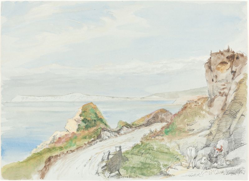 Freshwater Bay, Isle of Wight by Sir George Hayter, oil on canvas depicting tranquil waters.