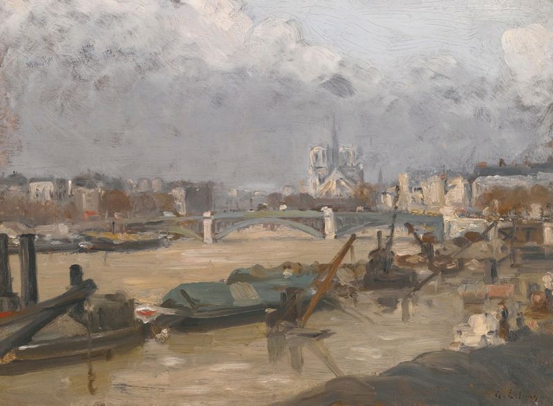 Paisaje luminoso de Notre Dame, pintura al óleo de Albert Lebourg