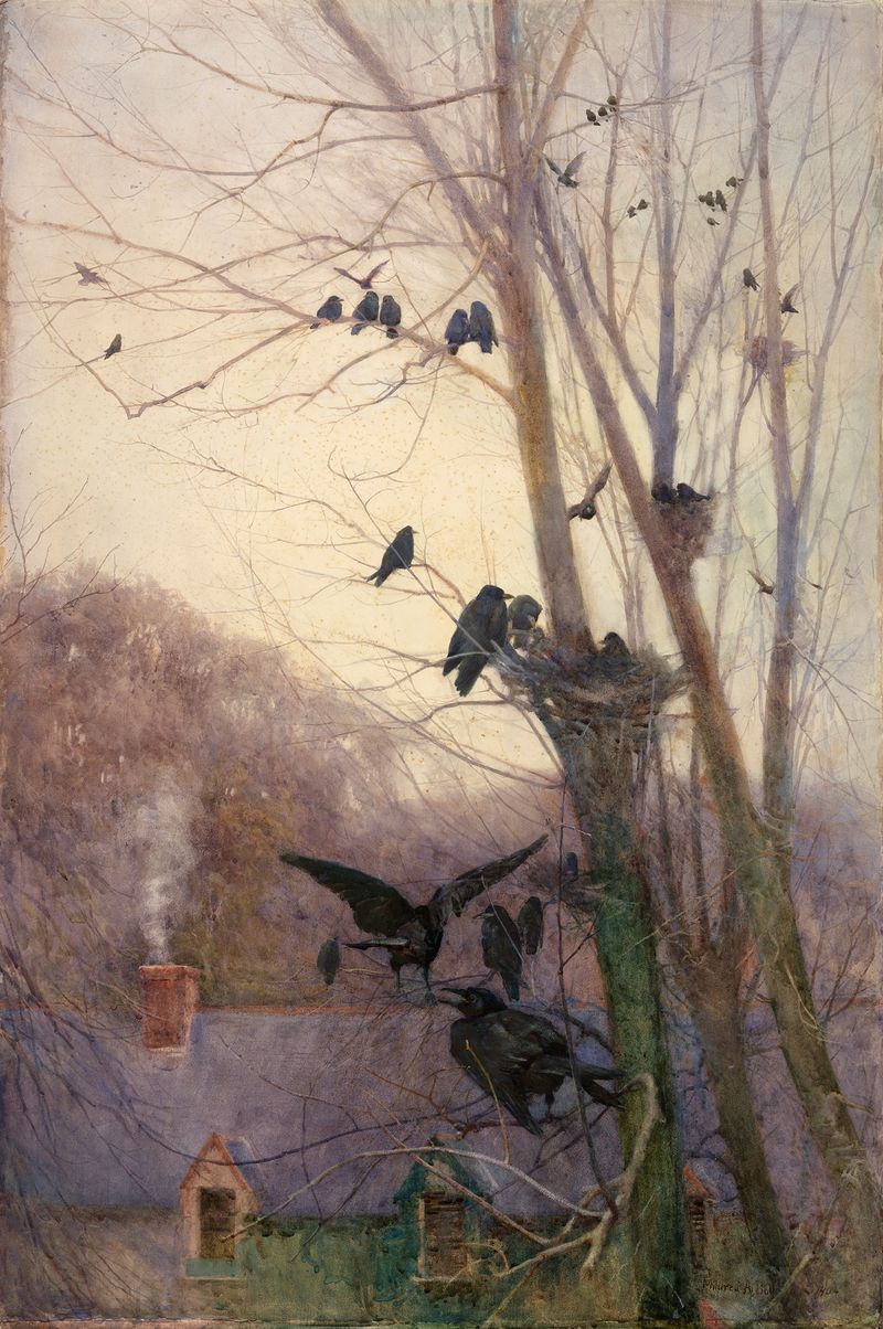 Paisaje al atardecer con suaves tonos de Mildred Anne Butler, pintura al óleo