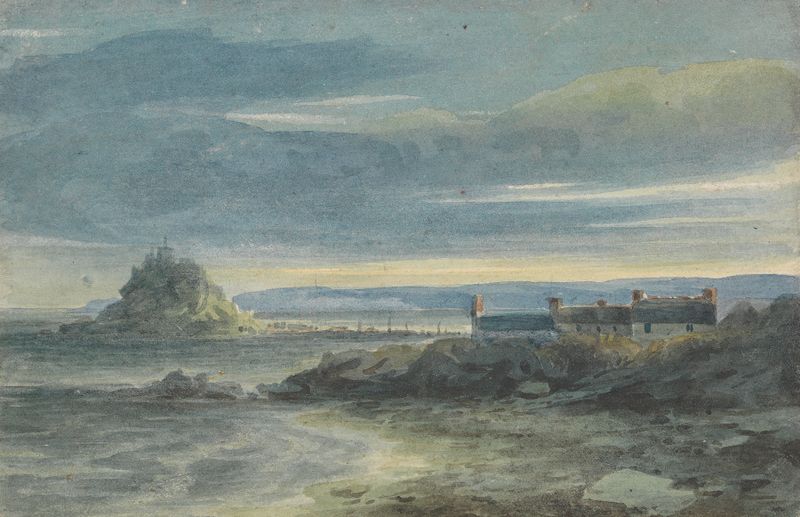 Landscape of St. Michael’s Mount, Cornwall by Luke Clennell, oil painting