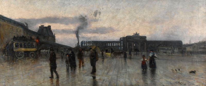 Landscape of Tuileries ruins, oil on canvas by Siebe Johannes Ten Cate