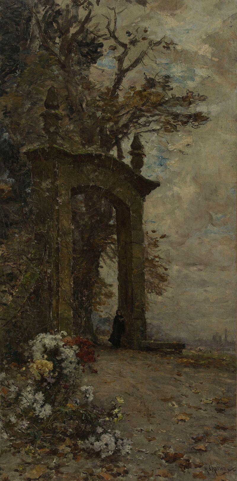 Paisaje con árboles y camino de adoquines de Armand Charnay, 1892
