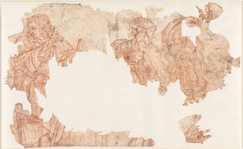 Dibujo de una figura masculina con ornamentos, papel, Unknown Artist