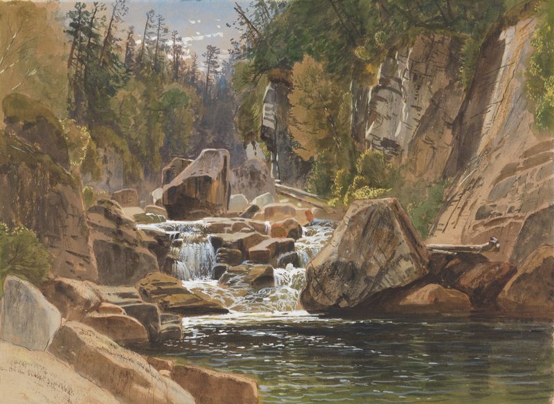 Landscape of the Ausable River with sunlight, oil painting by James David Smillie, 1869