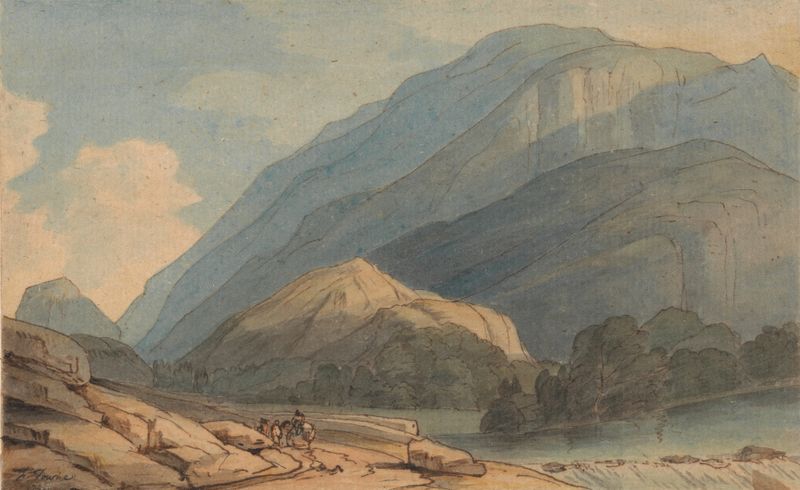 Paisaje con un arroyo y colinas, de Francis Towne, medio desconocido.