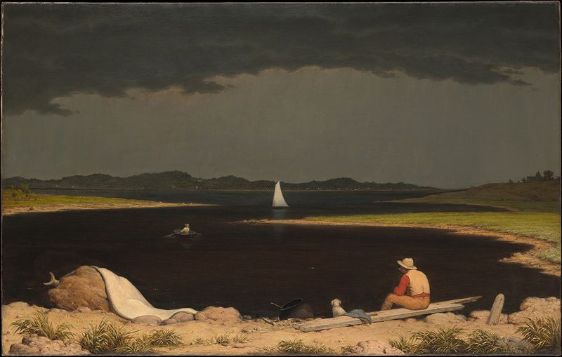 Approaching Thunder Storm by Martin Johnson Heade, oil painting depicting a stormy sky.