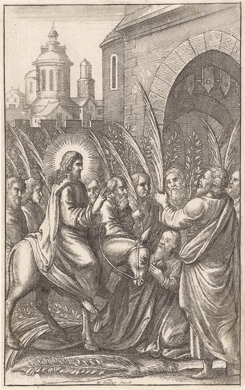 Gravura de Wenceslaus Hollar mostrando uma multidão em uma procissão religiosa.