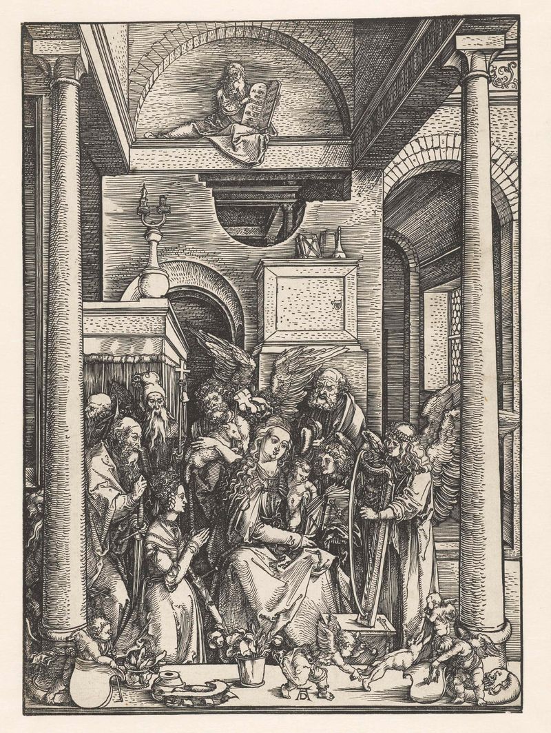 Cena religiosa com a Virgem Maria, obra em papel de Albrecht Dürer