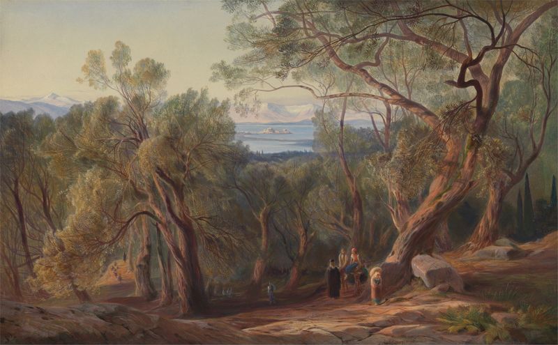 Paisagem de Corfu de Santa Decca, pintura a óleo de Edward Lear